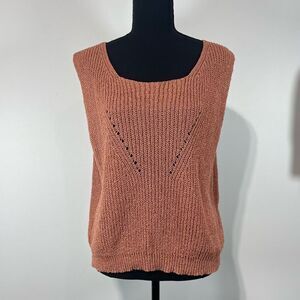 Sweet Rain Button V Back Sleeveless Sweater Vest Sz Lg Women’s Light Rust